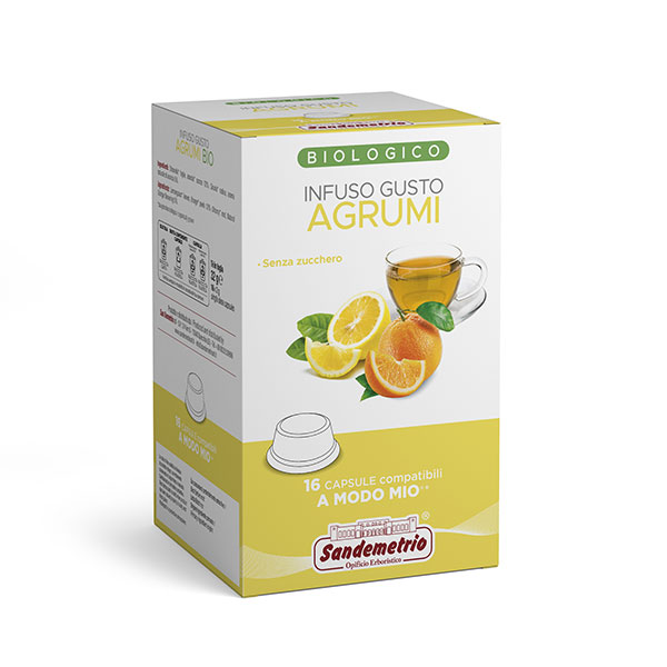 Sandemetrio Agrumi (Infuso alla frutta biologico - astuccio da 16 capsule compatibili Lavazza a Modo Mio)