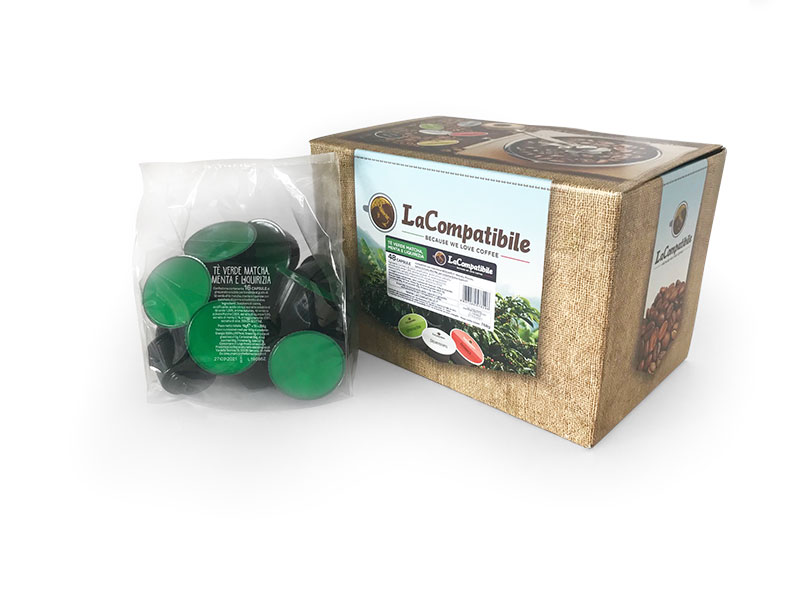Tè verde matcha, menta e liquirizia Solubile (48 capsule compatibili con Nescafè Dolcegusto)