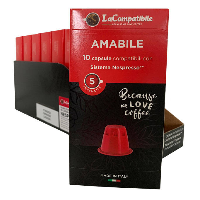Lacompatibile Amabile (100 capsule autoprotette compatibili con Nespresso)