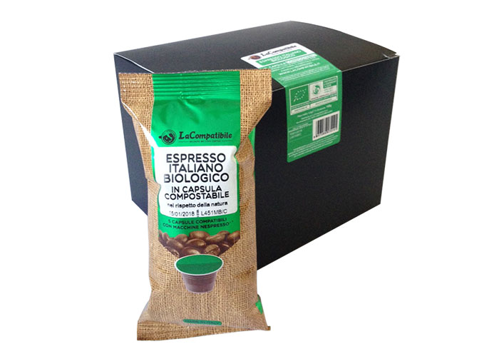 Qualità Espresso Italiano Biologico Compostabili (30 capsule compatibili con Nespresso)