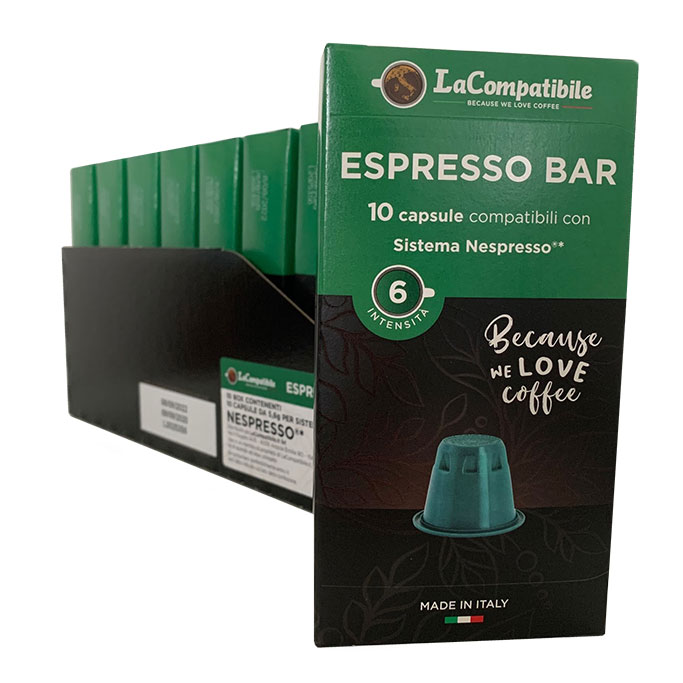 Lacompatibile Espresso Bar (100 capsule autoprotette compatibili con Nespresso)