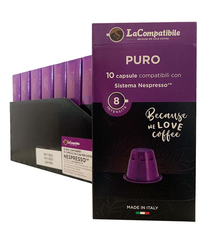 Lacompatibile Puro (100 capsule autoprotette compatibili con Nespresso)